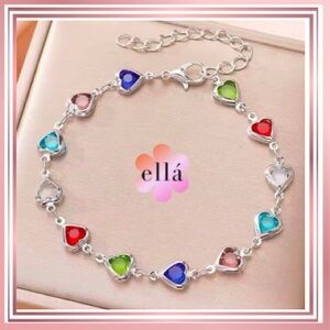 ELLA & ELLY Silver Toned Bracelet with colorful Hearts
